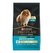 A bag of Pro Plan AdvantEDGE 3 in 1 Digestive Support Salmon and Rice dry dog food.