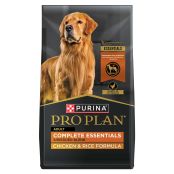 Bag of Purina Pro Plan Complete Essentials chicken and rice dry dog food