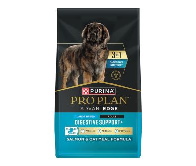 A bag of Pro Plan AdvantEDGE 3 in 1 Digestive Support Large Breed Salmon and Rice dry dog food.