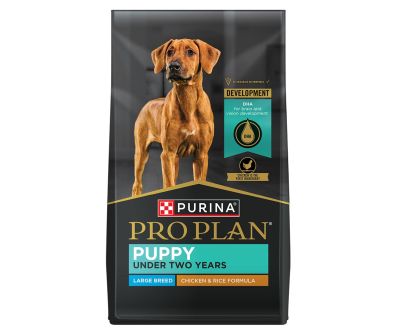 Bag of Purina Pro Plan Large Breed Puppy chicken and rice dry dog food